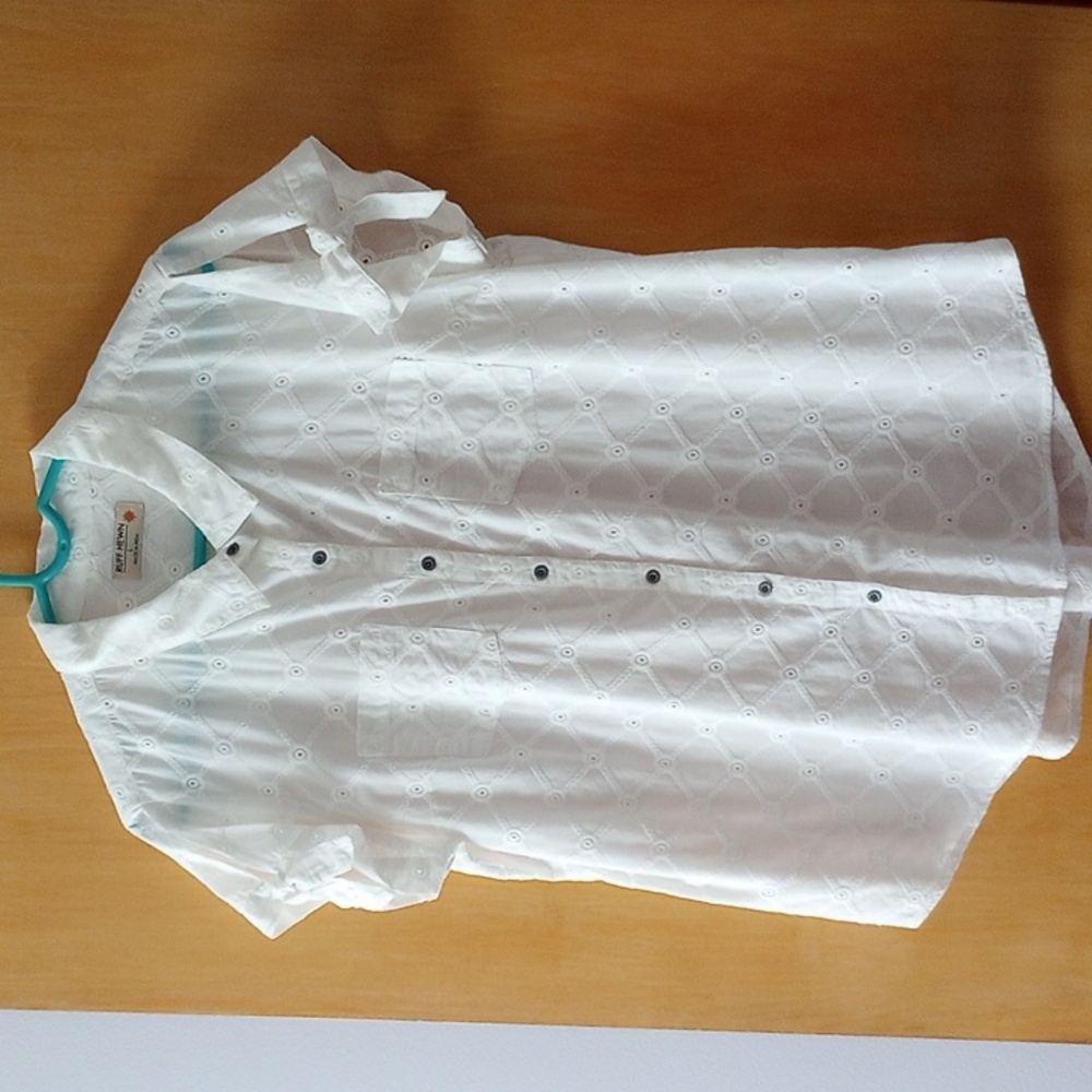 White Cotton Eyelet Embroidered Blouse (Large - fits like Medium)
